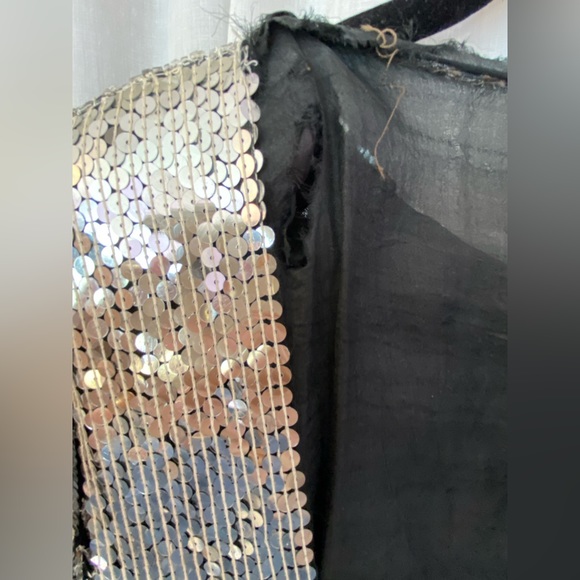 Jean for Joseph Le Bon 100% Silk Sequined Silver & Black Long Sleeve Top Medium - Picture 8 of 9